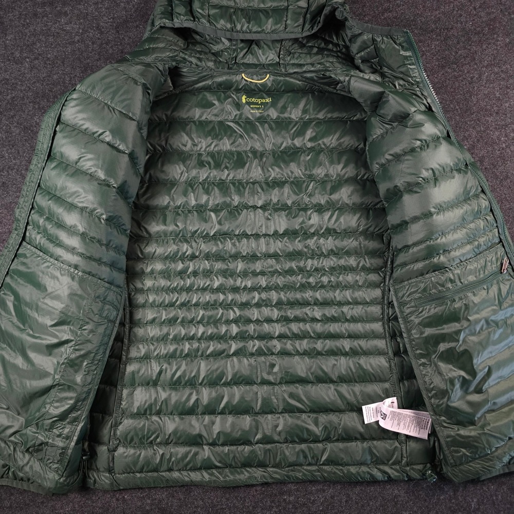 Cotopaxi Green Fuego Down Hooded Jacket Cargo Stripes 800 FP Colorblock Womens S - Picture 2 of 16